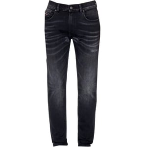 Diesel D-Strukt Black Destroyed Reinforced Denim Jeans