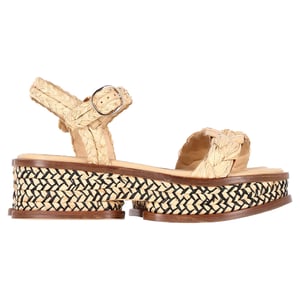 Gabriela Hearst + Clergerie Michael Platform Sandals In Beige Raffia