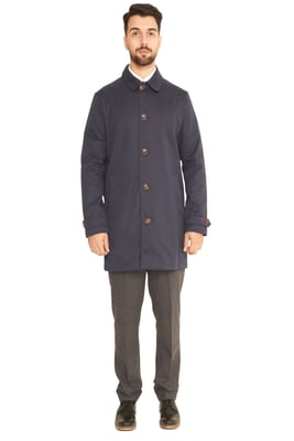 Harry Brown Men's Navy Blue Single Breasted Trench Coat