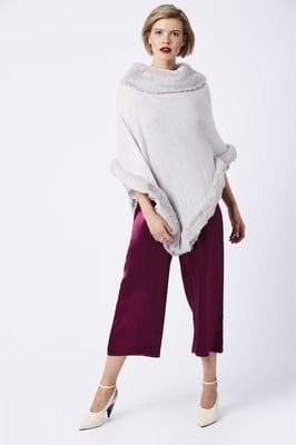 Faux Fur Trim Poncho