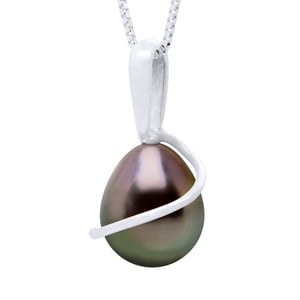 Kralenhanger met Retour Wit Goud 375 en Echte Cultuur Tahiti Parel Pear 8-9 mm
