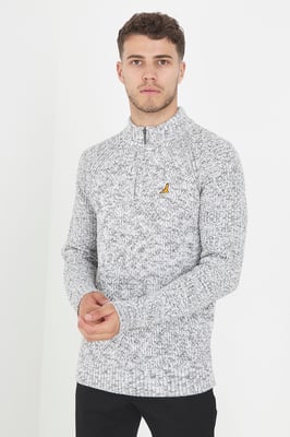 Ecru 'Peg' Quarter Zip Neck Knitted Jumper