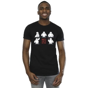 Disney Mens Big Hero 6 Baymax Many Poses T-Shirt (Black)