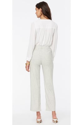 Wide Leg Ankle Trouser Gestreept Stretch Linnen | Slubby Stripe