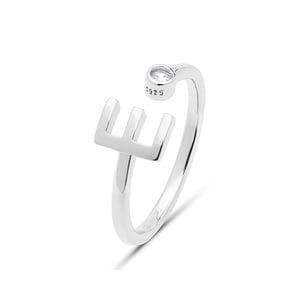Luxenter 925 Sterling zilveren ring met gerhodineerde briljant zirkonia - Alfabet