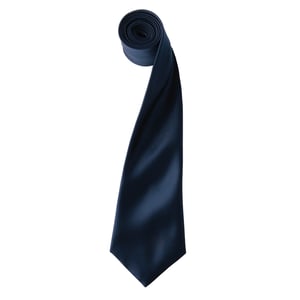 Premier Mens Plain Satin Tie (Narrow Blade) (Navy)