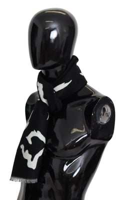 Givenchy Svart Vit Ull Unisex Vinter Varm Scarf Wrap Herrsjal