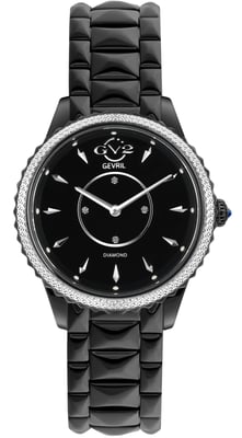 GV2 Siena Women's Swiss Quartz Diamond Black Dial Stainless Steel Watch