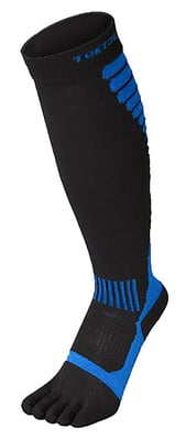 TOETOE - Mens & Ladies Moisture Wicking Sports Compression Knee High Toe Socks - Black & Blue