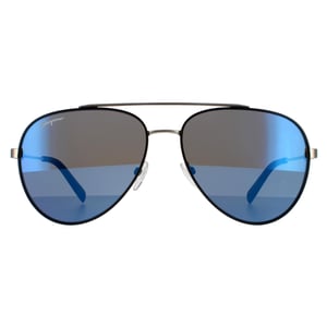 Salvatore Ferragamo zonnebril SF204S 001 Black Matte Dark Ruthenium Flash Blue Sky