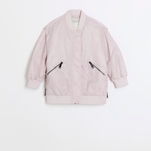 River Island Girls Bomber Jacket Pink Nylon