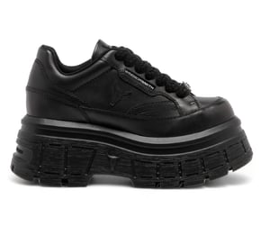 Windsor Smith Black Chunky Leather Sneakers - Swerve