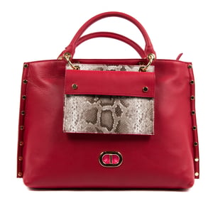 Dee Ocleppo Womens Tote GM2000 MIAMI PITONE ROSSO ROCCIA