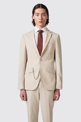 Looten Slim Fit Beige Linen Jacket