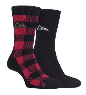 Storm Bloc - 2 Pairs Mens Thick Cushioned Patterned Winter Warm Thermal Boot Socks for Hiking - SBMS037RED