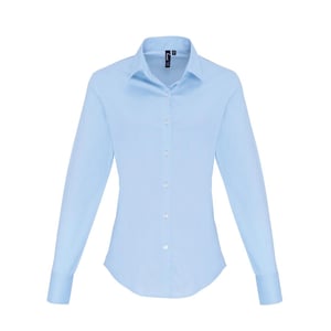 Premier Dames/Dames Popeline Stretch Shirt Met Lange Mouwen (Lichtblauw)