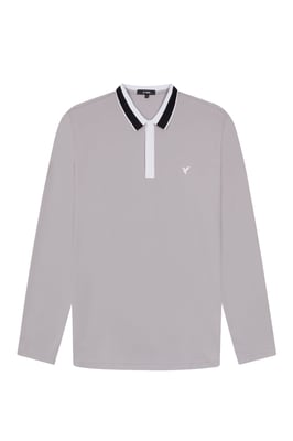 D-Rock Mens Polo Shirt with Dual-Stripe Collar Long Sleeve