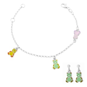Orphelia 'Bear' Kinder 925 Sterling Zilveren Set: Armband + Oorbellen - Zilver SET-7140/GR