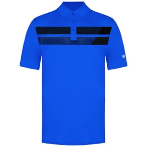 Island Green Asymetric Print Mens Blue Golf Polo Shirt