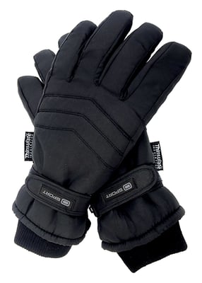 Mens 3M Thinsulate 40 gram Thermal Insulated Waterproof Ski Gloves - Black