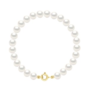 Gouden Armband - Rij van Echte Zoetwaterparels Semi Rond 6-7 mm