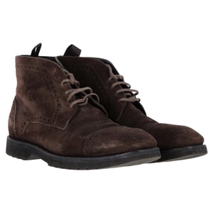 Tom Ford Laser Cut Lacer-Up Chukka Boots in Brown Suede