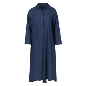 Indigo midi jurk met zijsplitten