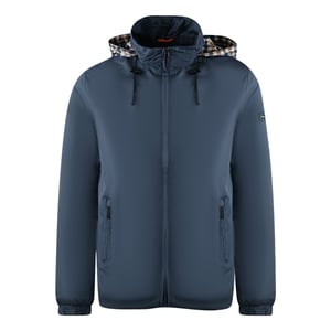 Aquascutum Enfärgad marinblå lättviktsjacka med huva