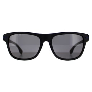Hugo Boss Rectangle Mens Matte Black Blue Grey Polarized BOSS 1322/S