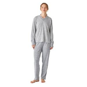 JJBEP1903 Långärmad pyjamas med V-hals för kvinnor