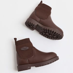 River Island Kids Mini Boys Boots Brown Fly Knit Shoes