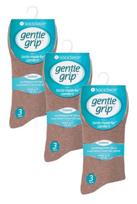 9 paar sokken zonder elastiek katoenen herensokken | Gentle Grip | Zachte losse sokken | Diabetische vriendelijke sokken - Bruin