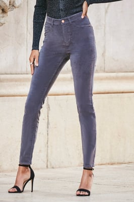 Grey Velvet Skinny Jeans