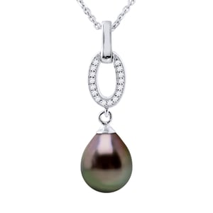 Halsband Smycken - Äkta odlad Tahitipärla Päron 8-9 mm