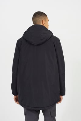 Black Lightly Padded Hooded Mac Jacket