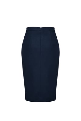 Navy Blue Faux Mouflon Pencil Skirt