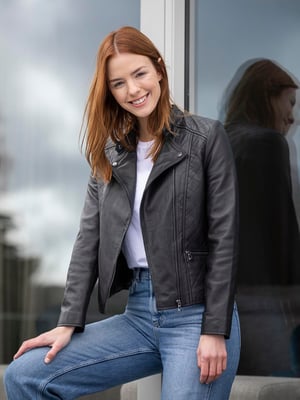 Penny Quilted Leather Biker Jacket in Black