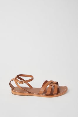 Wide Fit Leather Jaleesa Woven Flat Sandals
