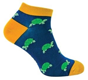 Mens Bamboo Trainer Socks | Mr Heron | Animal Themed Breathable Low Cut Sneaker Socks - Turtles (Navy)