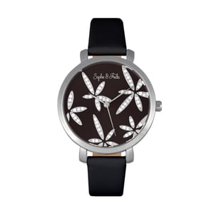 Sophie & Freda Key West Leather-Band Watch w/Swarovski Crystals