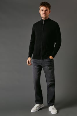 Washed Black Stretch Straight Leg Jeans