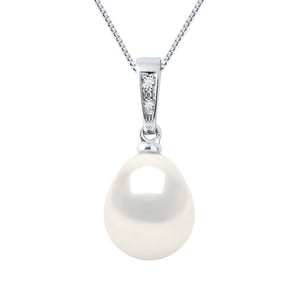 Diamond Pendant 0.010 Cts Gekweekte Pearl Freshwater peer 9-10mm White White Gold
