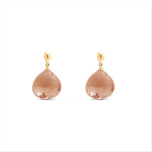Luxenter, zoqoyi oorbellen in 925 sterling zilver en hydrothermale rookkwarts met 18K vergulde afwerking