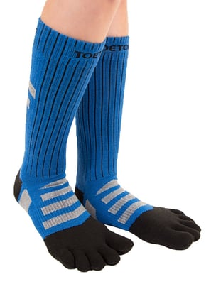 TOETOE - Mens & Ladies Outdoor 3D Terry Walker Cushioned Wool Toe Socks - Black & Blue