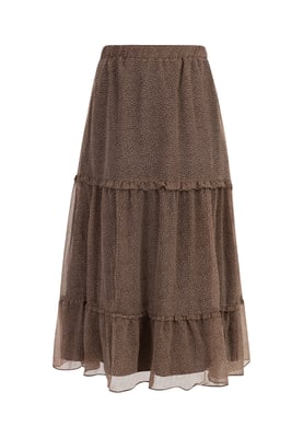 Dreimaster Maxi rok Dames bruin-gebroken wit