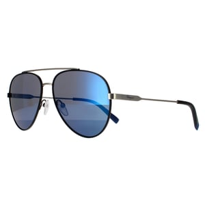 Salvatore Ferragamo zonnebril SF204S 001 Black Matte Dark Ruthenium Flash Blue Sky