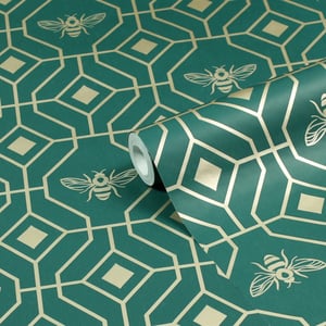 Bee Deco Gold Geometric Foil Wallpaper