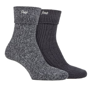 Ladies Turn Cuff Socks | Jeep | Walking Boot Socks Women, Comfortable Performance Polyester Socks - Charcoal / Slate
