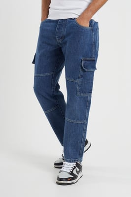 Brave Soul Mens Cargo Jeans Loose Fit Combat Jeans