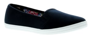 New Ladies/Womens Navy Slip Ons Elasicated Gusset Canvas Pumps.